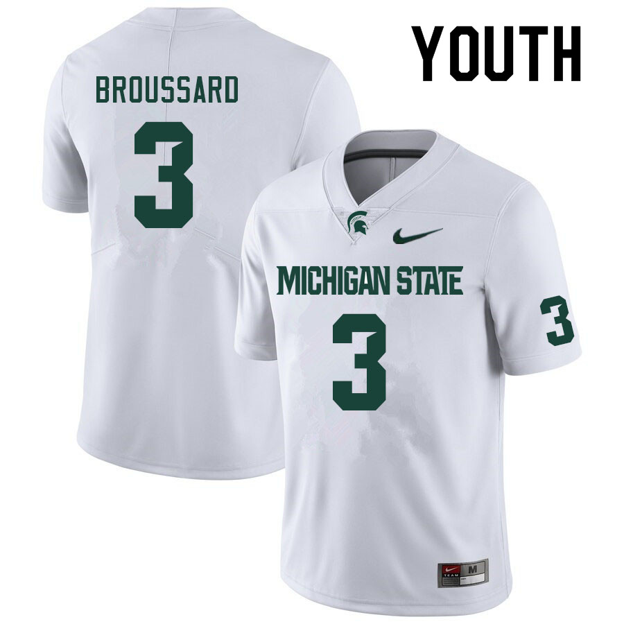Youth #3 Jarek Broussard Michigan State Spartans College Football Jerseys Sale-White